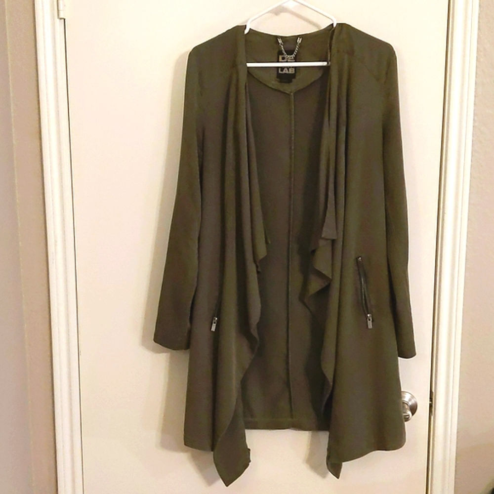 Lightweight Olive Green longline jacket, sz Sm
